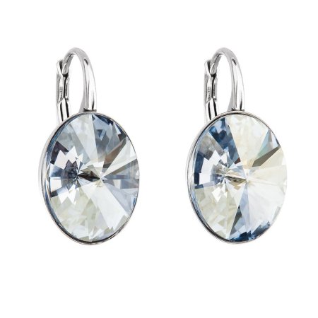 Strieborné náušnice visiace s kryštálmi Swarovski modrý ovál 31275.5 Blue Shade