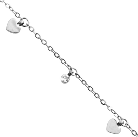 Oceľový náhrdelník s ovesmi sŕdc a kryštálov Swarovski Elements