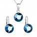 Sada šperků s krystaly Swarovski náušnice, řetízek a přívěsek modré kulaté 39140.5 Metalic Blue