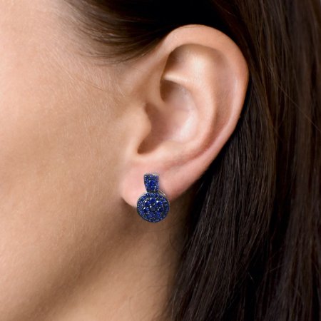 Sada šperkov so zirkónom náušnice a prívesok modrej okrúhle 19024.3 Blue Zircon