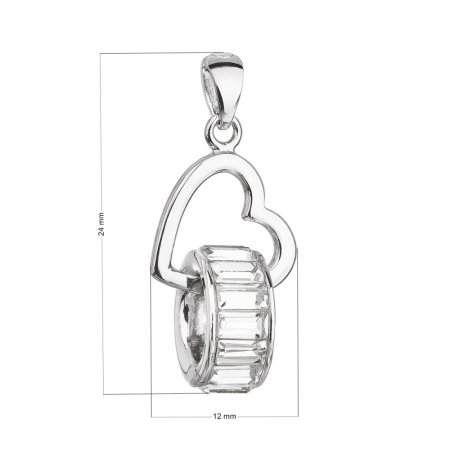 Strieborný prívesok s kryštálmi Swarovski biele srdce 34240.1 Krystal