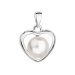 Strieborný prívesok s bielou perlou srdca 34246.1 White