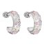 Stříbrné náušnice kruhy s krystaly Swarovski růžové půlkruh 31118.3 Magic rose