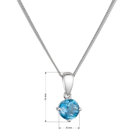 Stříbrný náhrdelník s pravým minerálním kamenem modrý 12079.3 london topaz