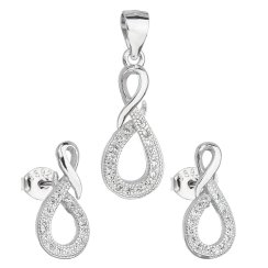 Sada šperkov so zirkónom v bielej farbe náušnice a prívesok 19012.1