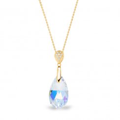 Stříbrný pozlacený náhrdelník se Swarovski Elements měnivá kapka Dainty Drop NG610616AB AB