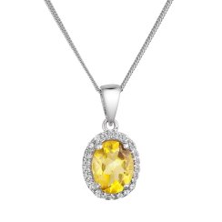 Stříbrný náhrdelník luxusní s pravým minerálním kamenem žlutý 12086.3 citrine