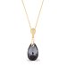 Stříbrný pozlacený náhrdelník se Swarovski Elements šedá kapka Dainty Drop NG610616SN Silver Night