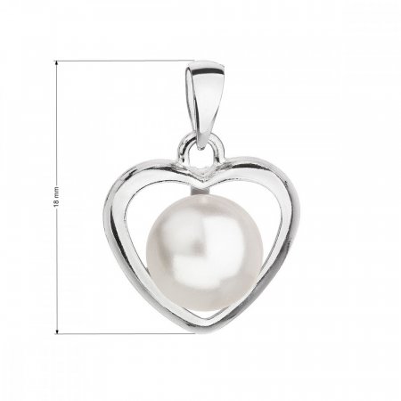 Strieborný prívesok s bielou perlou srdca 34246.1 White