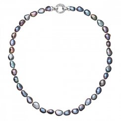 Perlový náhrdelník z pravých říčních perel modrý 22027.3 Peacock