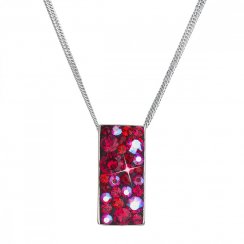 Strieborný náhrdelník so Swarovski kryštálmi červený obdĺžnik 32074.3 Cherry
