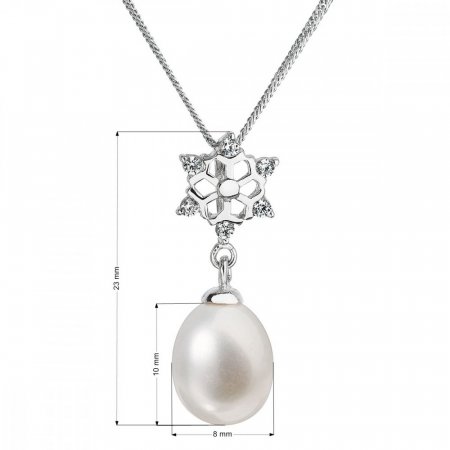 Perlový náhrdelník s retiazkou z pravých riečnych perál biely 22010.1