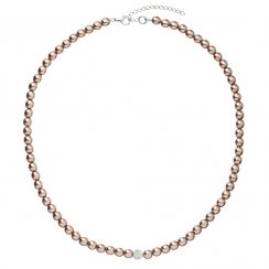 Perlový náhrdelník hnědý s křišťály Preciosa 32063.3