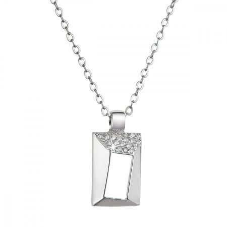 Strieborný náhrdelník obdĺžnik so zirkónmi biely 12055.1 crystal