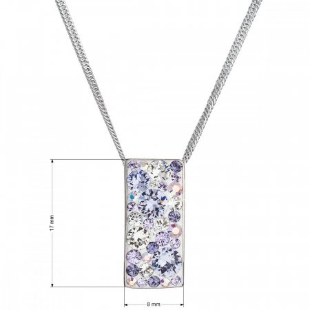 Stříbrný náhrdelník se Swarovski krystaly fialový obdélník 32074.3 Violet