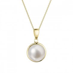 Zlatý 14 karátový náhrdelník žlté zlato s bielou riečnou perlou 92P00053