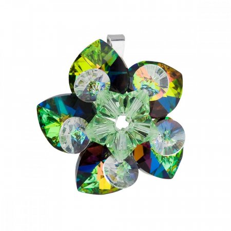 Stříbrný přívěsek s krystalem Swarovski zelená květina 34072.5 Vitrail Medium