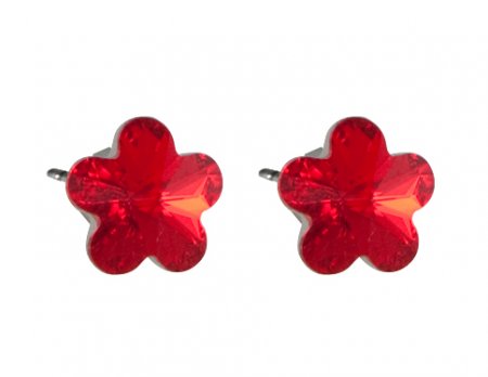 Náušnice so Swarovski Elements kvetinka Light Siam 10 mm