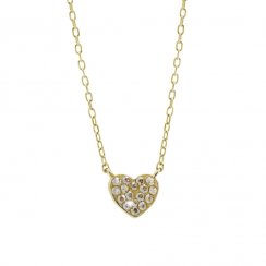 Stříbrný pozlacený náhrdelník srdce se Swarovski Elements Gold Shadow