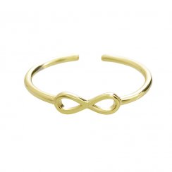 Stříbrný prsten ve zlaté barvě s motivem nekonečna