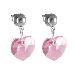 Náušnice so Swarovski Elements srdiečko Light Rose 10 mm