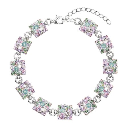 Stříbrný náramek se Swarovski krystaly mix barev 33047.3 Sakura