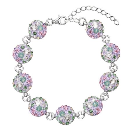 Stříbrný náramek se Swarovski krystaly mix barev 33048.3 Sakura