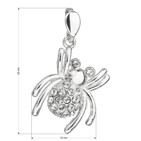 Stříbrný přívěsek s krystaly Swarovski bílý pavouk 34220.1 Krystal