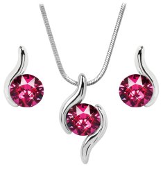 Súprava so Swarovski Elements vlnka ružová Fuchsia