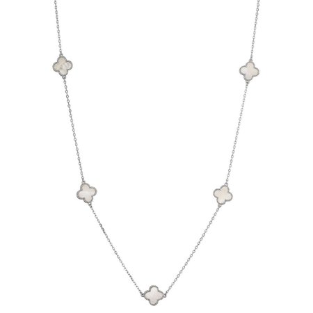 Strieborný náhrdelník štvorlístky s perleťou 12150.1