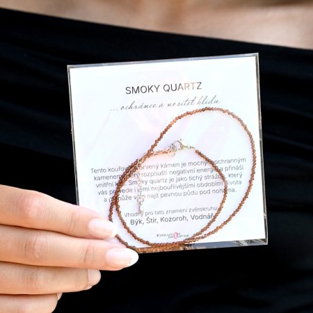 Náhrdelník s pravými smoky quartz kamene 42012.3 oceľ