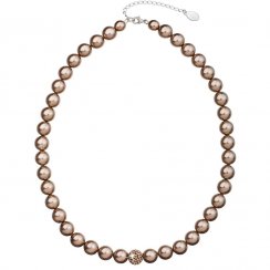 Perlový náhrdelník hnedý s krištáľmi Preciosa 32011.3