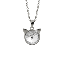 Náhrdelník čirý se Swarovski Elements Kočka Krystal