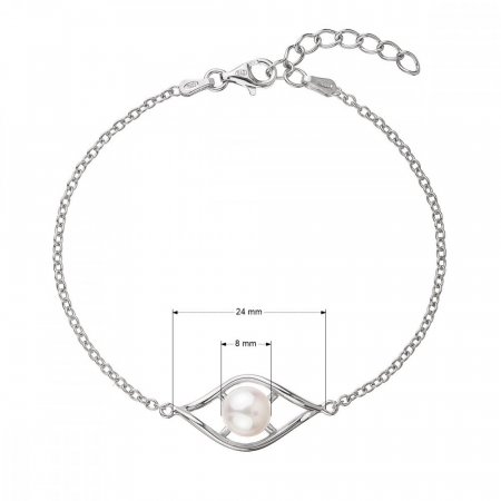 Perlový náramok s pravou riečnou perlou v lístočku biely 23017.1