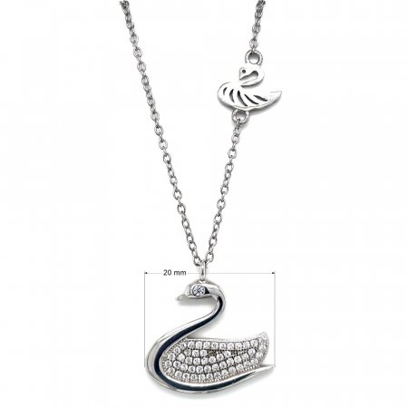 Strieborný náhrdelník so zirkónmi labuť biela 12034.1 Krystal
