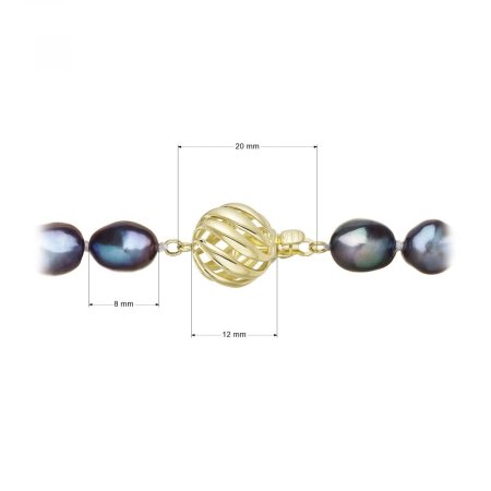 Perlový náhrdelník z riečnych perál so zapínaním zo 14 karátového zlata 922027.3/9264A peacock