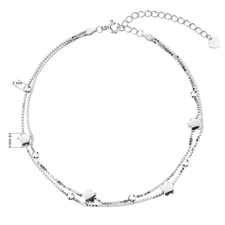 Strieborná retiazka na nohu kvietky a guličky 16005.1