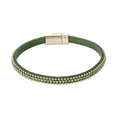 Náramok zelený textilný s kryštálmi 53007.3 peridot