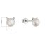 Stříbrné náušnice kočičky s říční perlou 21117.1