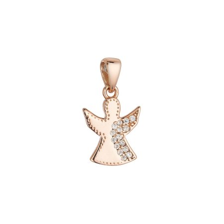 Pozlacený růžový přívěsek anděl se zirkony 14049.1