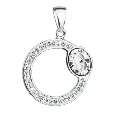 Strieborný prívesok s kryštálmi Swarovski biely kruh 34215.1 Krystal