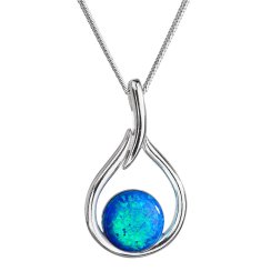 Strieborný náhrdelník so syntetickým opálom modrá kvapka 12045.3 Blue s. Opal