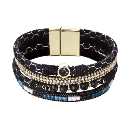 Náramek černý textilní široký 53010.3 black