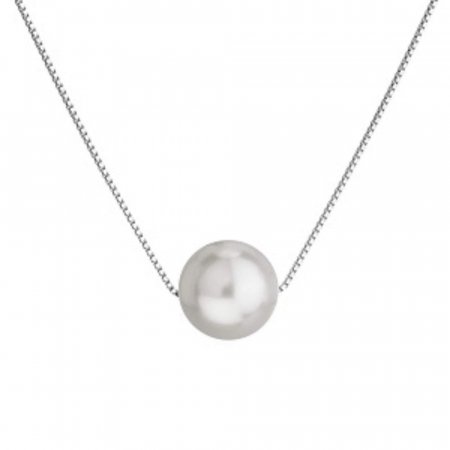 Náhrdelník so syntetickou perlou 12049.1 Biely