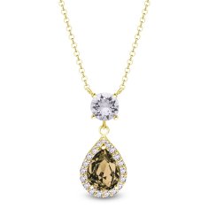 Stříbrný náhrdelník s krystaly Swarovski Elements Briselle NCPG4320LCTC Light Topaz