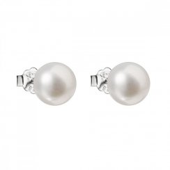 Stříbrné náušnice pecky s bílou říční perlou 21043.1 Bílá