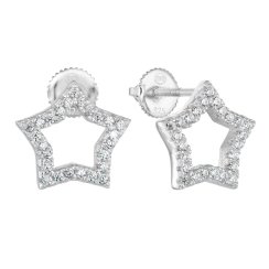 Stříbrné náušnice pecka se zirkonem bílá hvězdička 11296.1