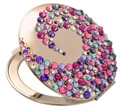 Kosmetické kapesní zrcátko se Swarovski Elements Corals růžovo fialové EL-07.4