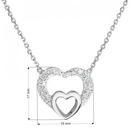 Stříbrný náhrdelník s krystaly Swarovski bílé srdce 32032.1 Krystal