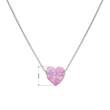 Stříbrný náhrdelník se syntetickým opálem růžové srdce 12048.3 Pink s. Opal